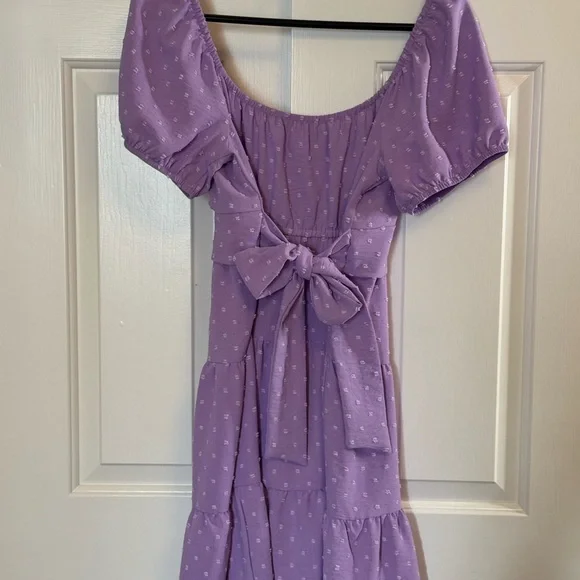 Altar'd State Purple Tiered Sundress with Puff Sleeves - Picture 4 of 4